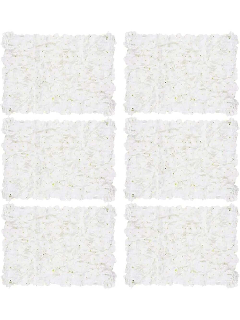 Set of 6 White Artificial Flower Wall Panels - 24x16 Inch Floral Decor